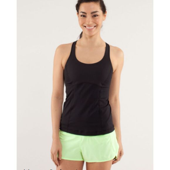 LULULEMON Black Pace Running Mesh Tank Top Size 8 - Picture 1 of 8
